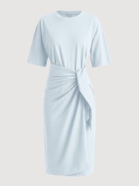 Modern Citizen Noa Organic Cotton T-Shirt Wrap Dress (Petite) Size MIcy Blue / P